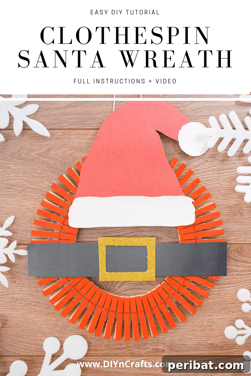 Craft a Delightful Santa Hat Wreath for Christmas 2 Clothespin wreath with Santa hat, a joyful DIY Christmas decoration.