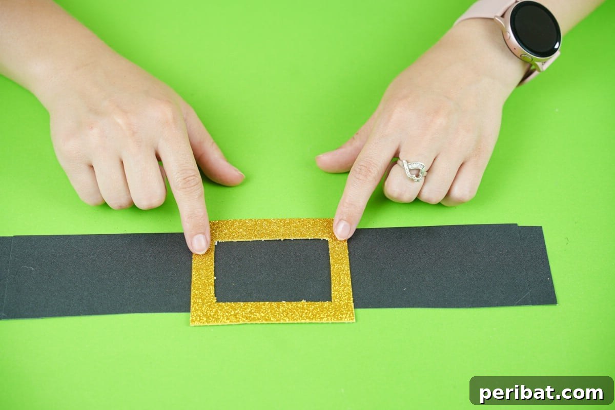 Craft a Delightful Santa Hat Wreath for Christmas 13 Crafting Santa's belt from paper.