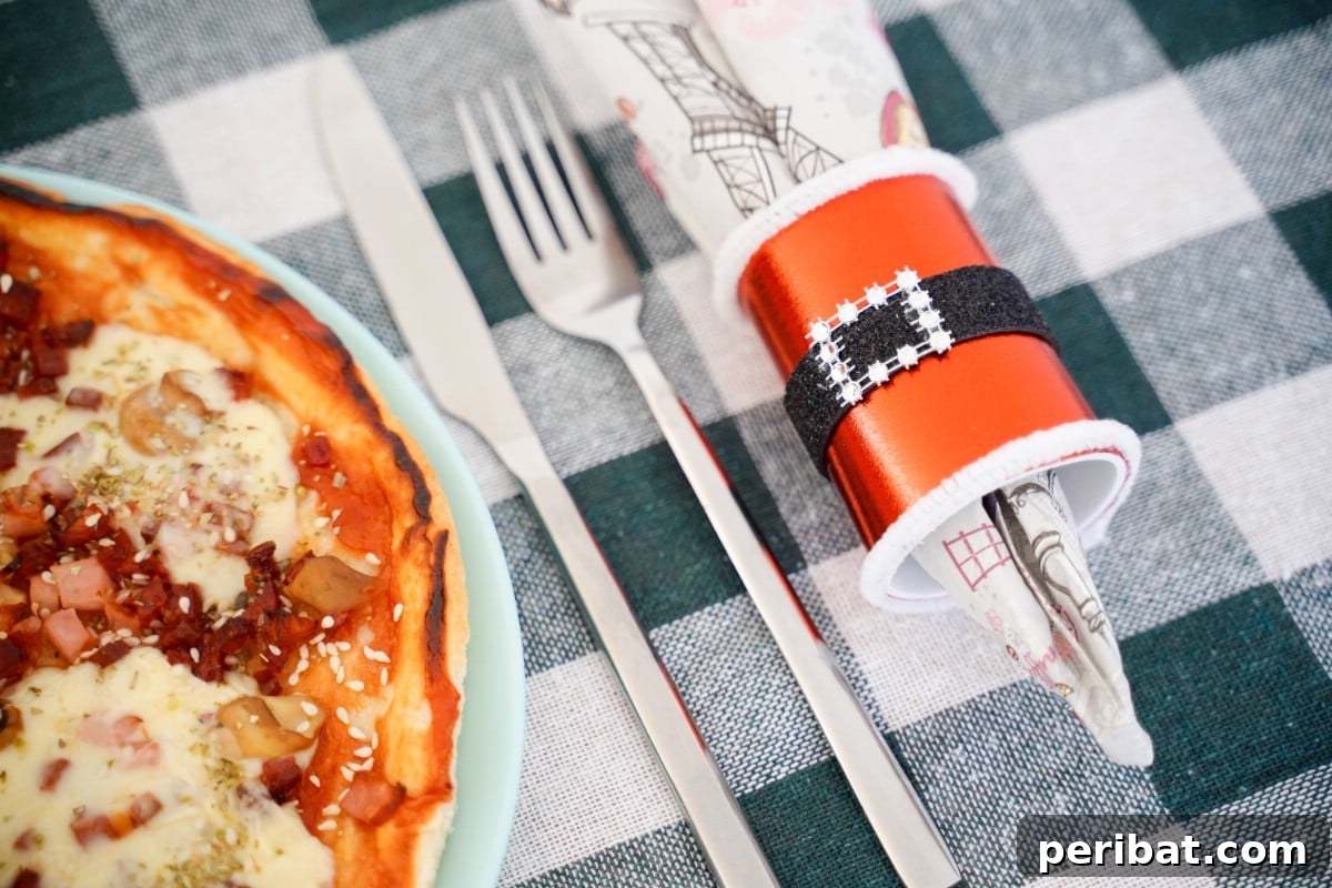 santa napkin ring dinner placement pizza 