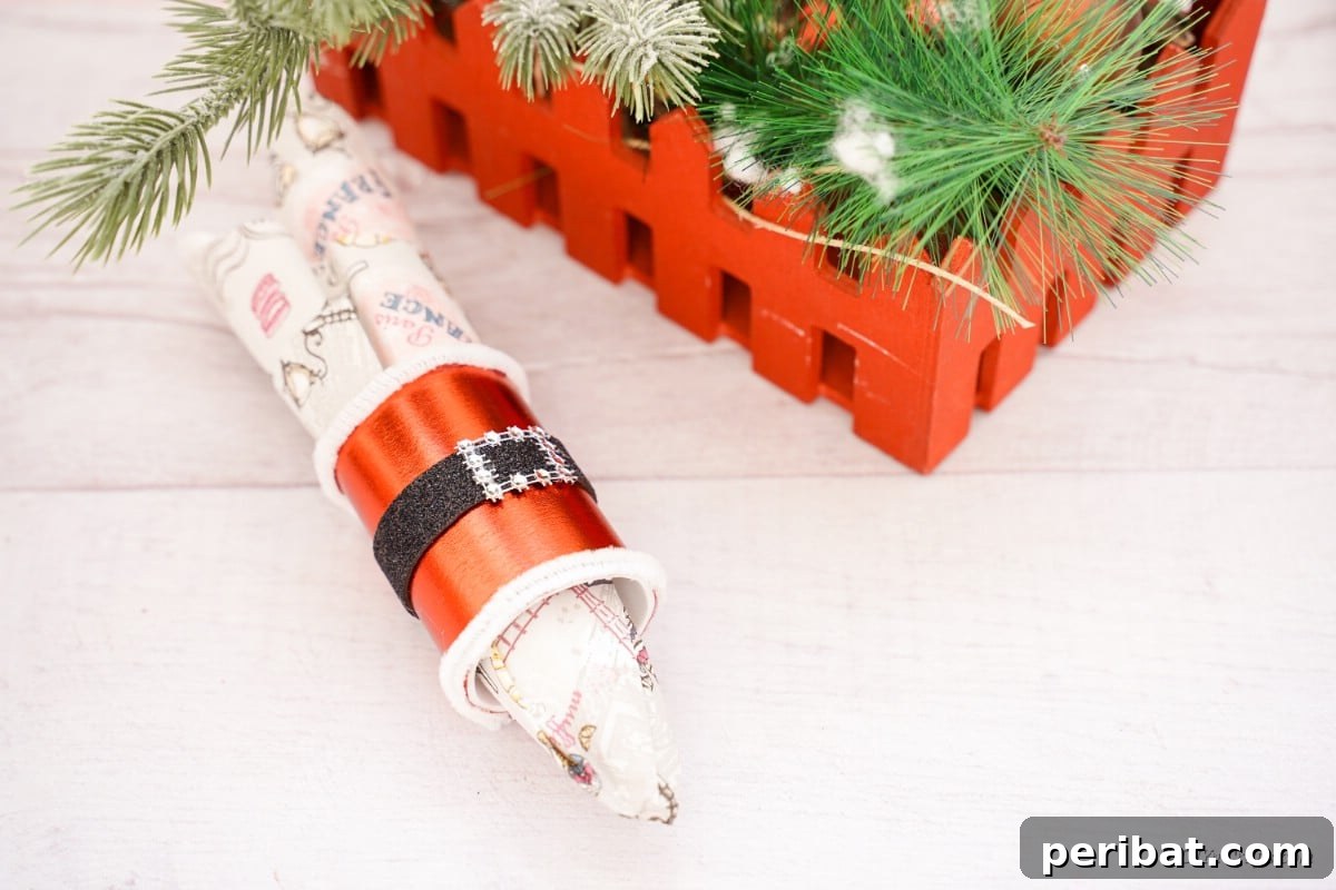 Santa themed napkin holder ring with belt 