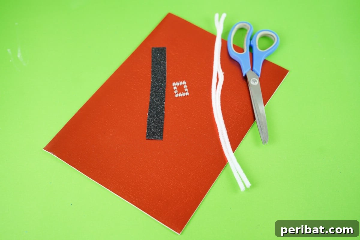 craft supplies red paper scissors pipecleaner