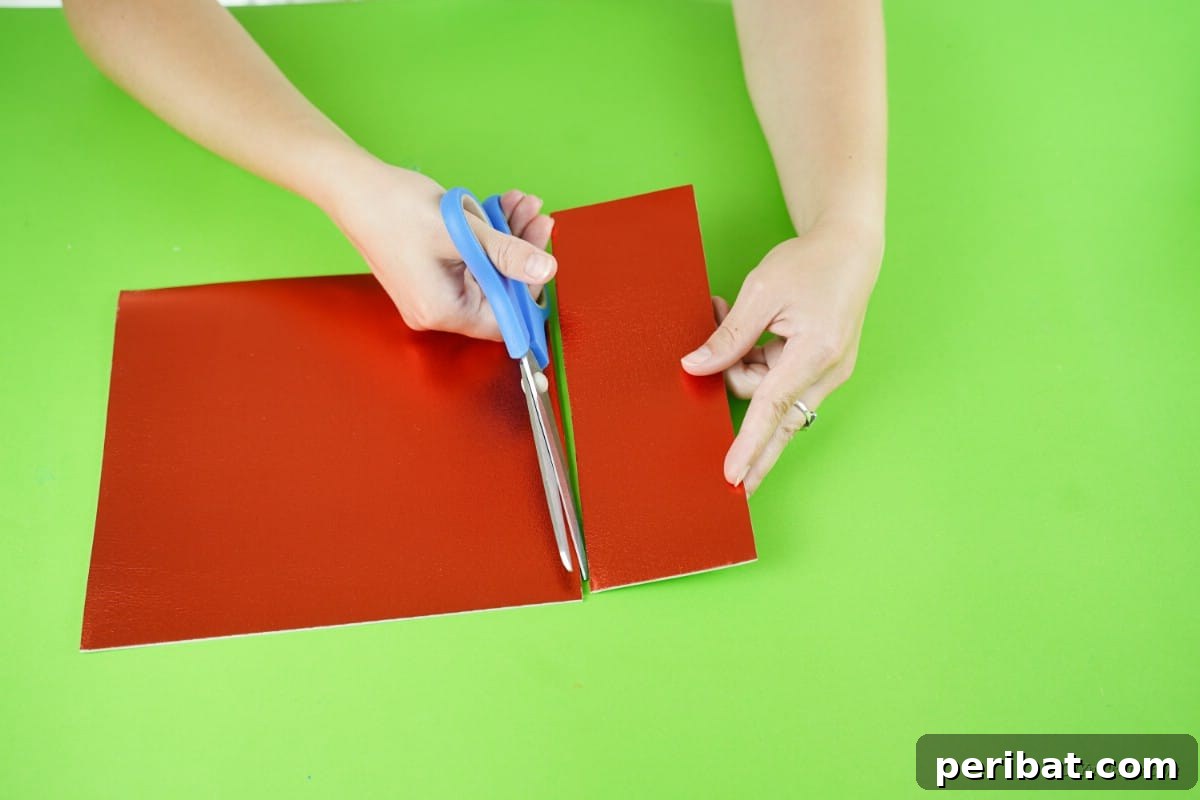 cutting red foam craft sheet paper 