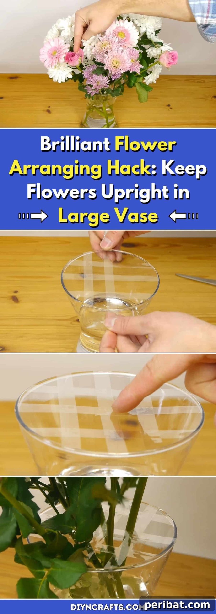 Brilliant Flower Arranging Hack: Keep Flowers Upright in Large Vase