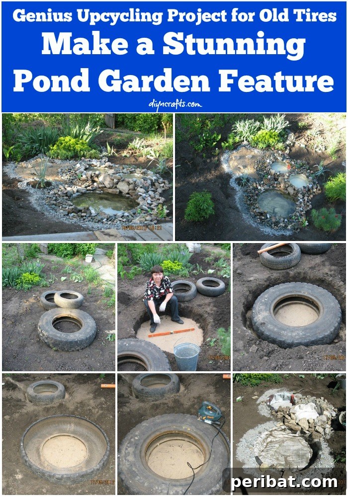 Genius Upcycling Project for Old Tires: Make a Stunning Pond Garden Feature