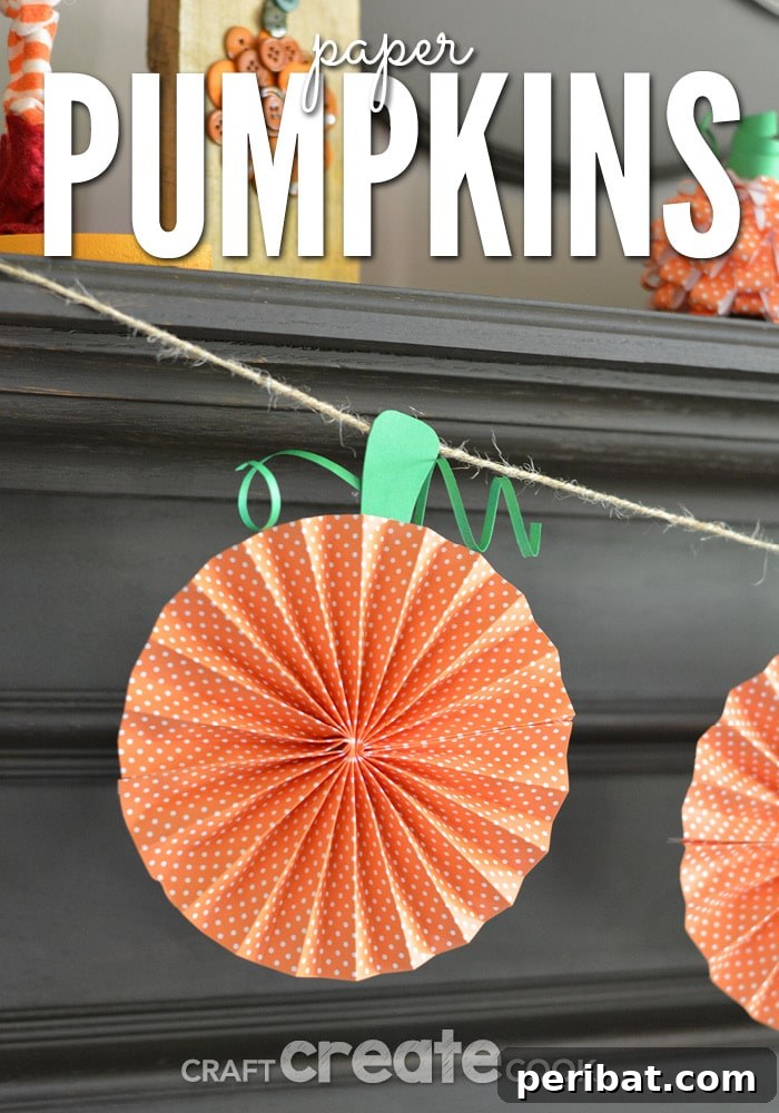 55+ Creative DIY Pumpkin Decorating Ideas for Fall 14 A festive paper pumpkin garland draped elegantly across a mantlepiece, enhancing Fall decor