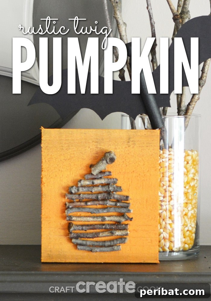 55+ Creative DIY Pumpkin Decorating Ideas for Fall 15 A charming rustic pumpkin craft made from twigs, resting on a mantlepiece for Fall decor