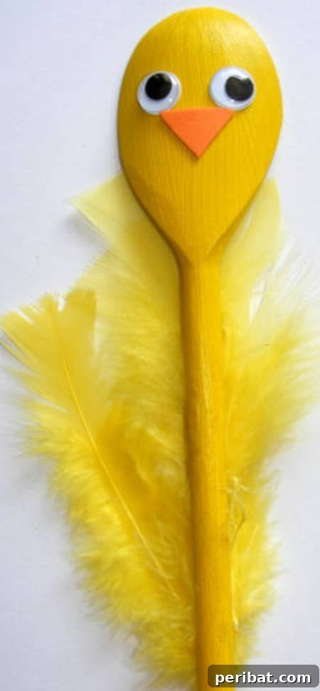Wooden spoon chick puppet