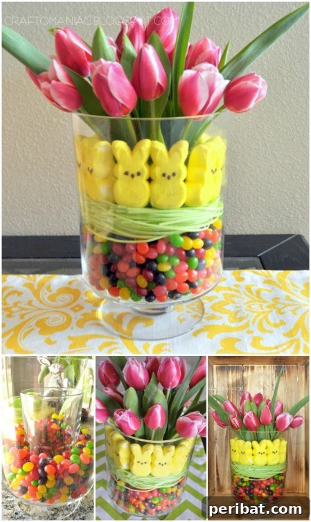 Beautiful, fun and edible Easter flower arrangement