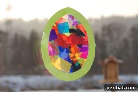Tissue paper Easter egg collage