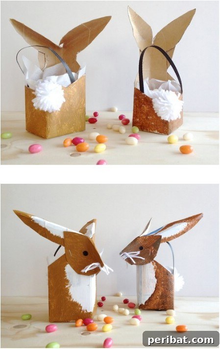 Bunny basket made from a milk carton
