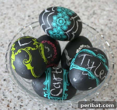 Chalkboard paint eggs