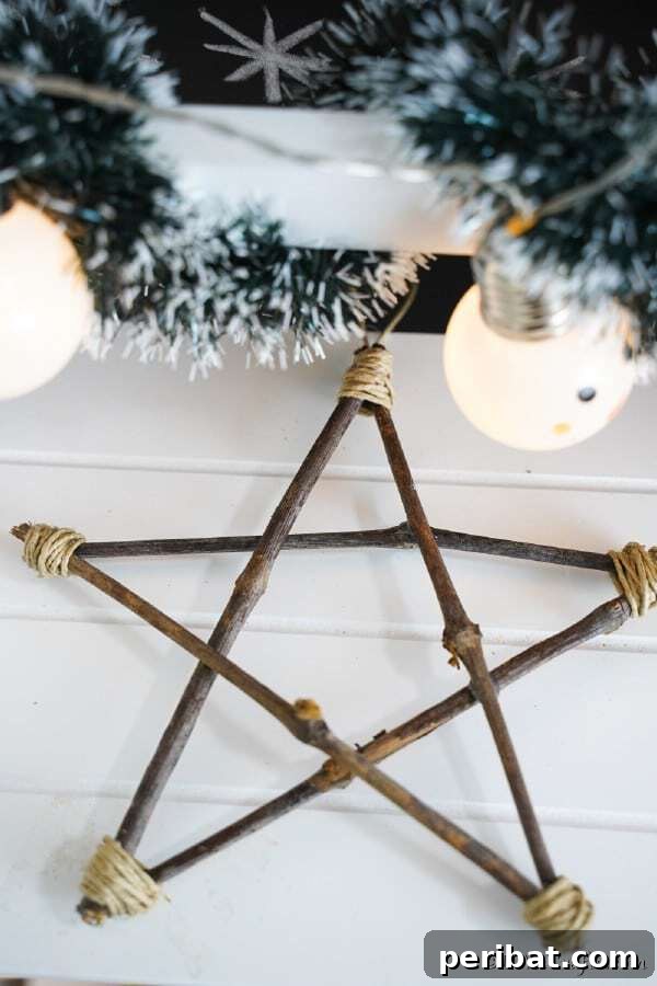 Sixty Sparkling DIY Ornaments for Your Christmas Tree 25 Twig star on table