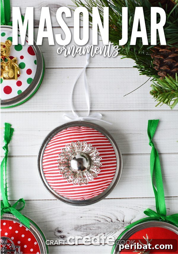 Sixty Sparkling DIY Ornaments for Your Christmas Tree 32 Mason jar lid ornament on table
