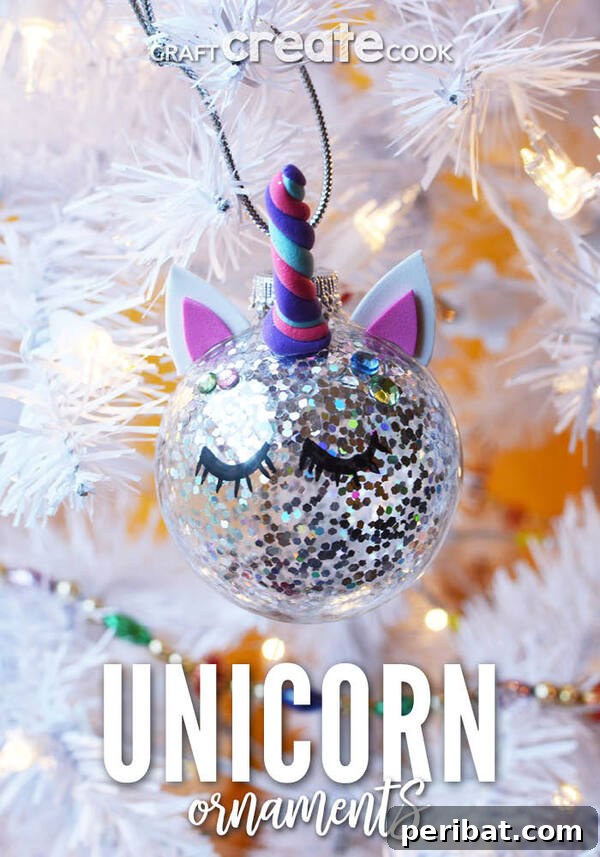 Sixty Sparkling DIY Ornaments for Your Christmas Tree 38 Unicorn ornament in white tree