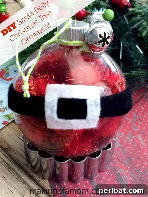 Sixty Sparkling DIY Ornaments for Your Christmas Tree 41 Santa belly ornament