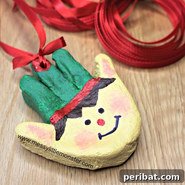 Sixty Sparkling DIY Ornaments for Your Christmas Tree 63 Salt dough elf on table