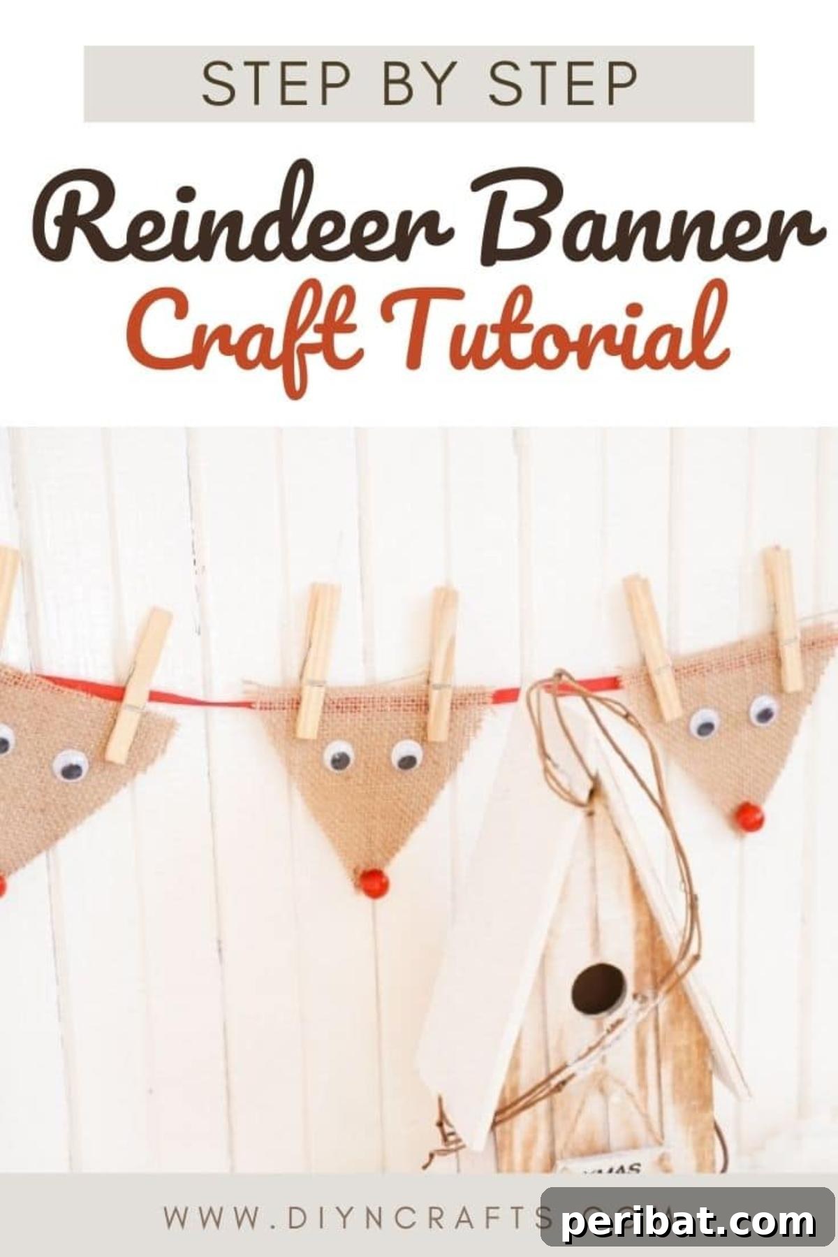 Rustic Reindeer Burlap Garland 2 Hanging reindeer bunting banner with burlap reindeer figures