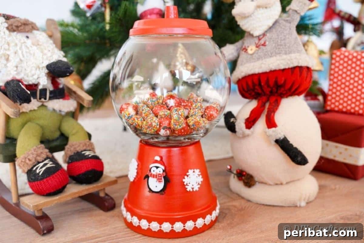 Festive Candy Dispenser on a Budget 3 candy holder gumball machine craft idea