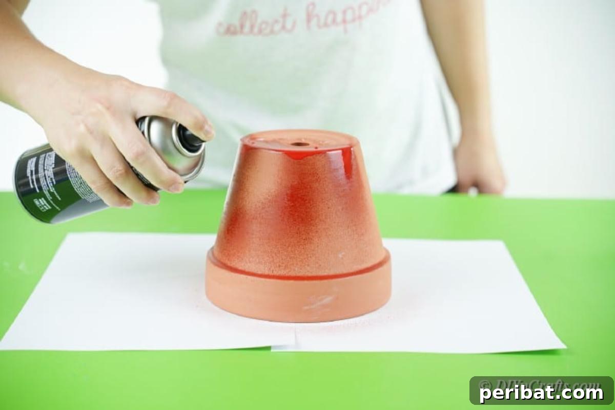Festive Candy Dispenser on a Budget 8 spray painting pot