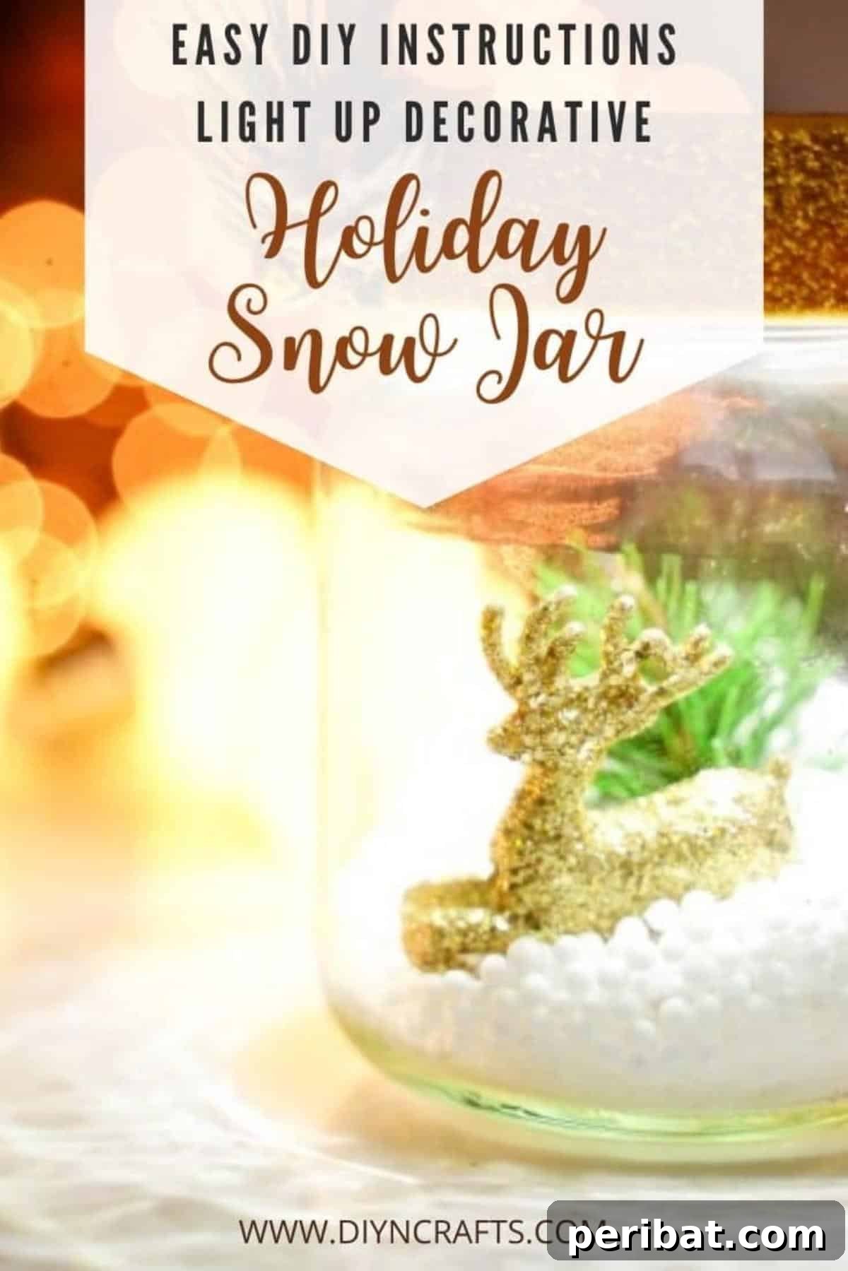 DIY Upcycled Christmas Snow Globe 2 Christmas snow jar with glowing light