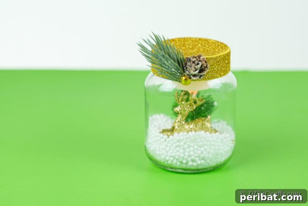 DIY Upcycled Christmas Snow Globe 14 finished jar craft