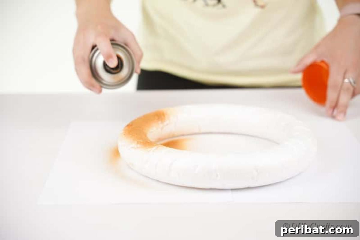 Foraged Fall Wreath 5 Spraying Foam floral ring