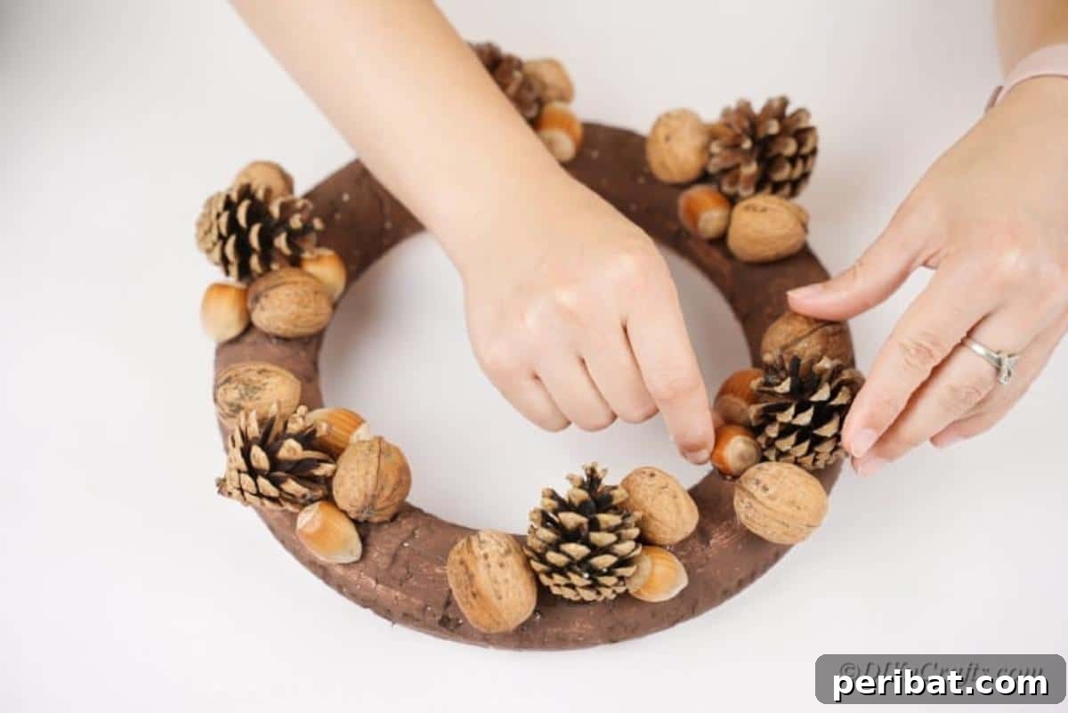 Foraged Fall Wreath 8 decorating a handmade wreath with natural elements