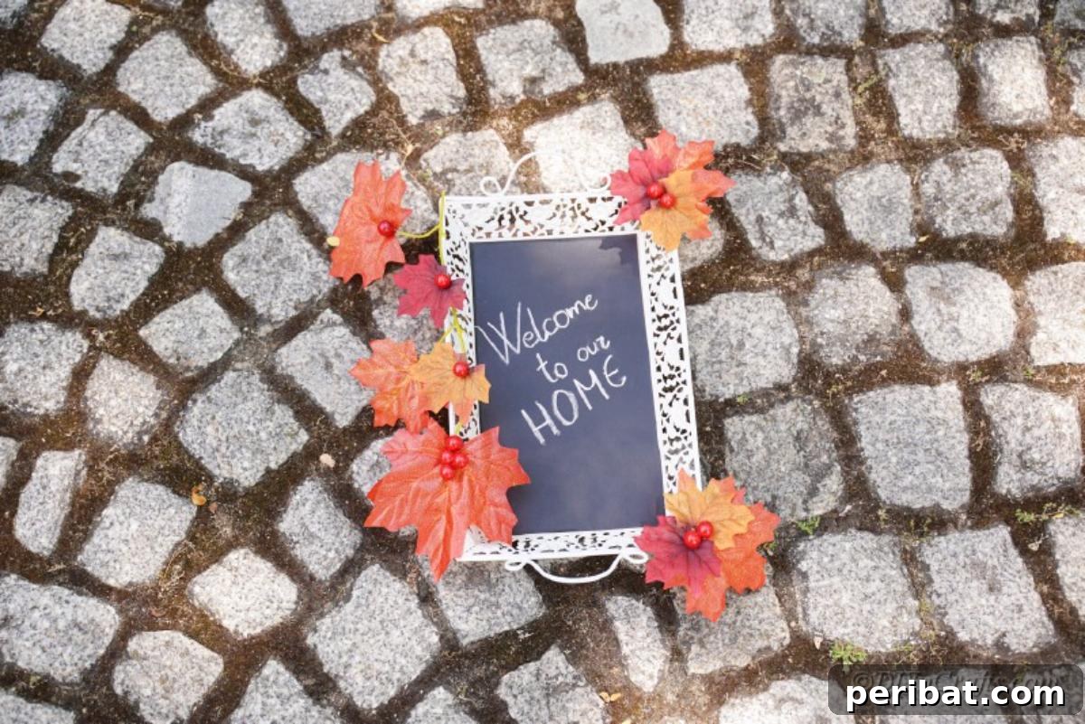 Fall Chalkboard Wreath on a pavement