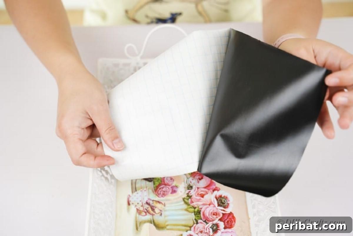 woman working with chalkboard backing
