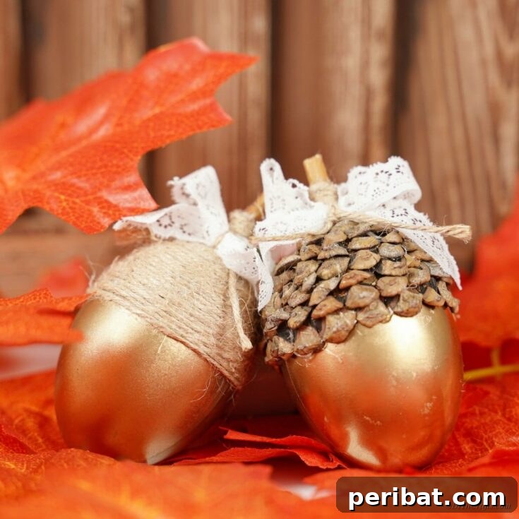 Pinterest Save Button for Stunning Decorative Golden Fall Acorn Craft