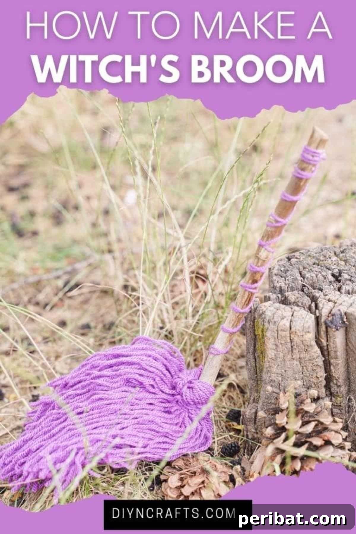Bewitching DIY Broomstick Decor 2 Witch broom against stump