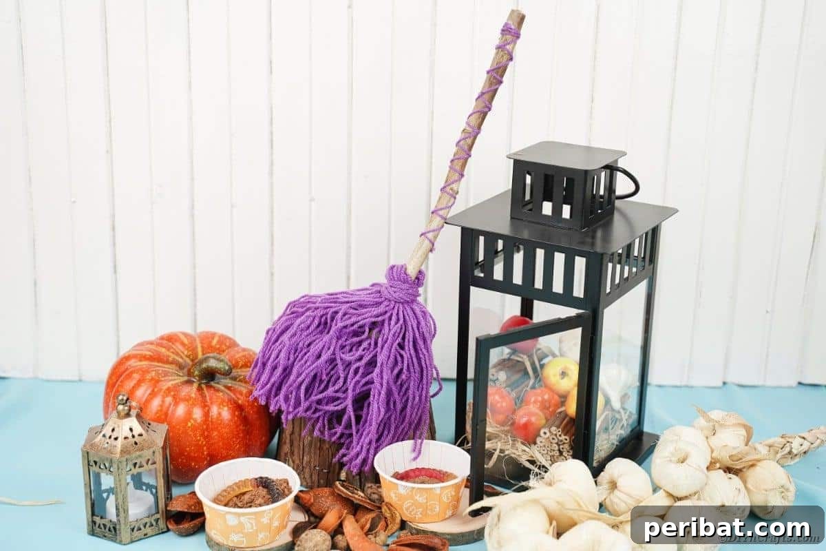 Bewitching DIY Broomstick Decor 3 Witch's by black lantern