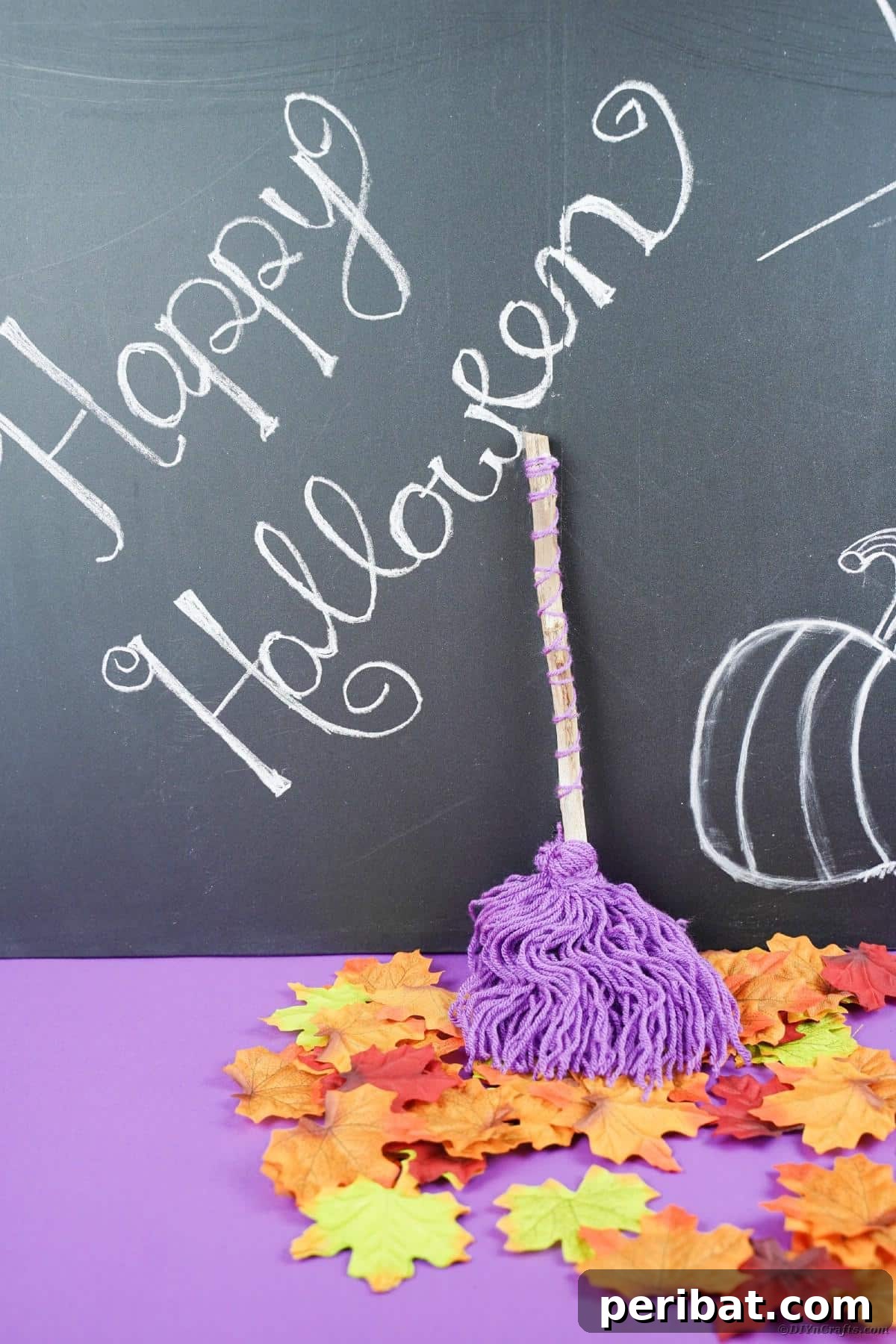 Bewitching DIY Broomstick Decor 20 Witch's broom against chalkboard