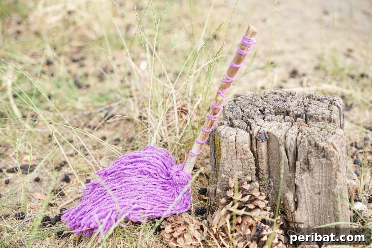 Bewitching DIY Broomstick Decor 5 Witch broom against stump