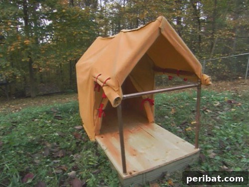 15 Free Plans: Build a Dream Dog House for Your Furry Friend 15 Dog Tent: Unique DIY dog tent house with canvas covering, ideal for shade and warm climates