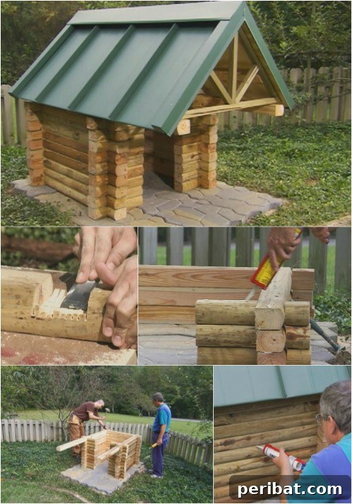 15 Free Plans: Build a Dream Dog House for Your Furry Friend 4 Lovely Log Cabin: DIY dog house inspired by rustic log cabin architecture
