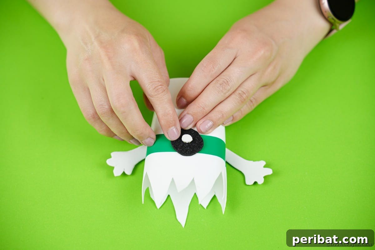 Gluing eye onto monster