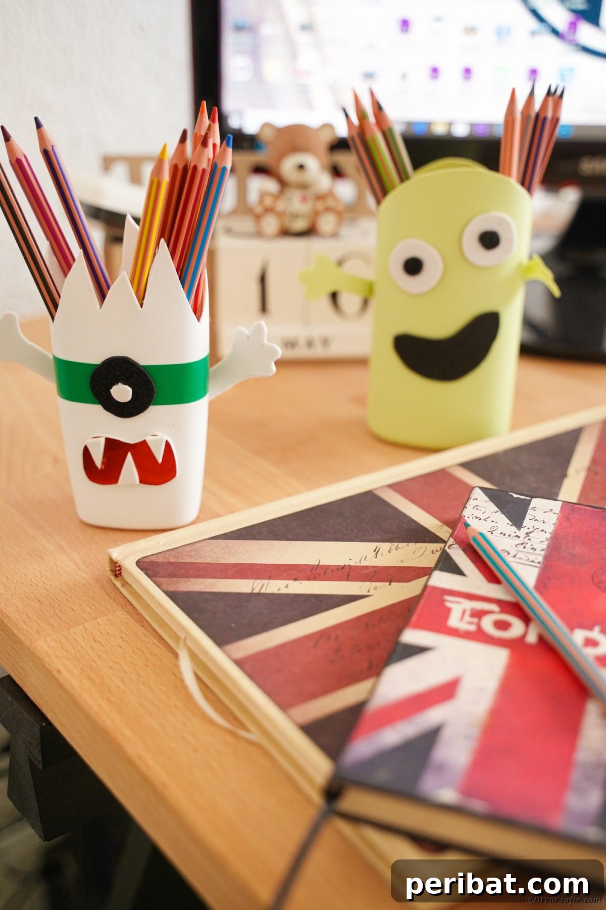Pencil holders on desk