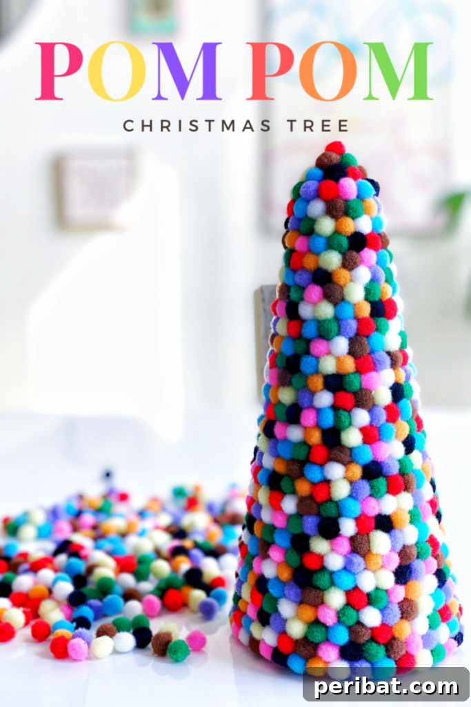 40+ Adorable Mini Christmas Tree Decor Ideas 38 Vibrant and colorful mini pom pom Christmas trees, a delightful and easy DIY craft for holiday decor.