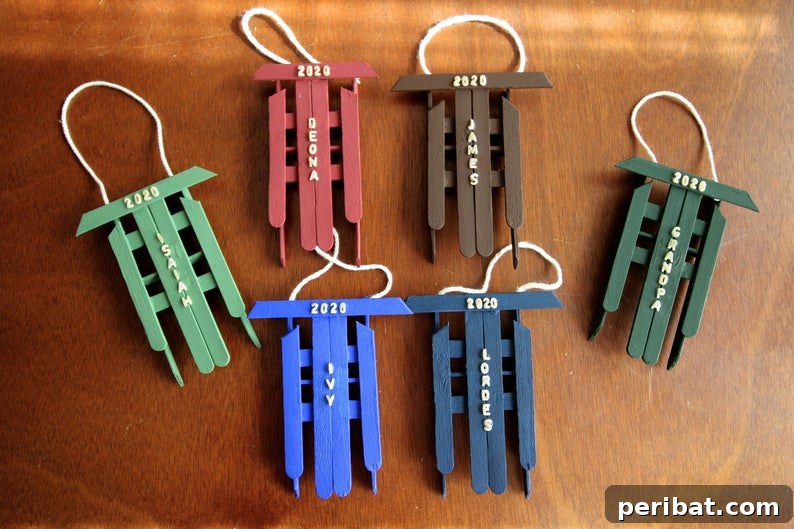 Delightful Christmas Popsicle Stick Creations for Kids 15 Miniature Personalized Popsicle Stick Sled Ornaments with Names