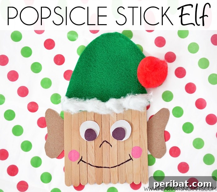 Delightful Christmas Popsicle Stick Creations for Kids 17 Whimsical Popsicle Stick Elf Craft on Polka Dot Paper