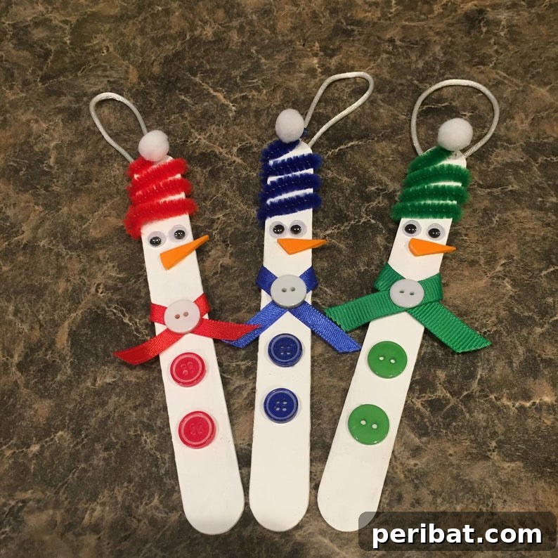 Delightful Christmas Popsicle Stick Creations for Kids 23 Assortment of Colorful Single Craft Stick Snowman Ornaments