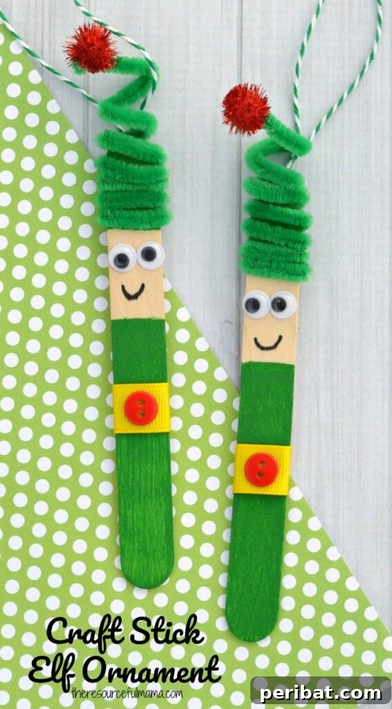 Delightful Christmas Popsicle Stick Creations for Kids 25 Collection of Happy Craft Stick Elf Ornaments with Googly Eyes