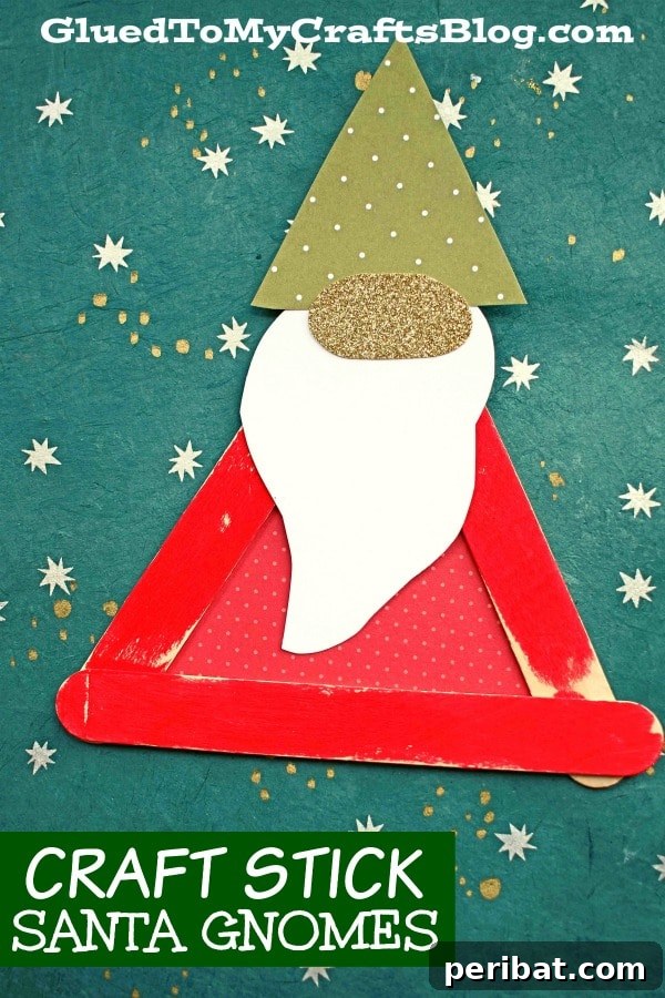 Delightful Christmas Popsicle Stick Creations for Kids 36 Adorable Craft Stick Santa Gnome Ornament on Green Paper