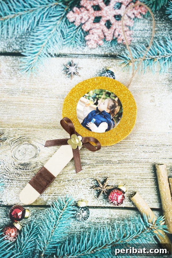Delightful Christmas Popsicle Stick Creations for Kids 8 Handmade Lollipop Photo Ornament with a Craft Stick Base