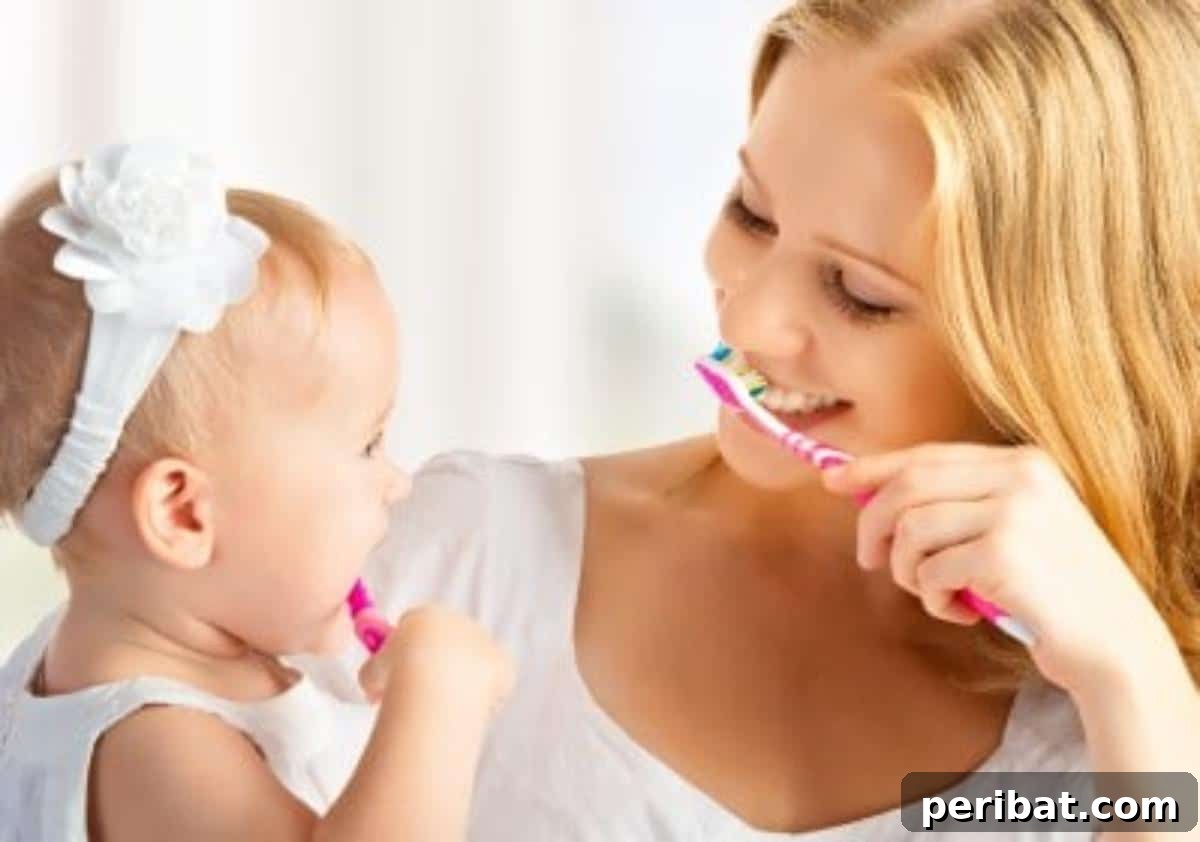 51 Genius Hydrogen Peroxide Hacks 17 A mother and a daughter cleaning teeth