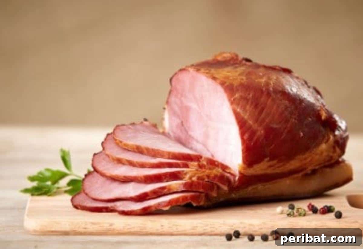 51 Genius Hydrogen Peroxide Hacks 32 Sliced ham on a wooden cutting board.
