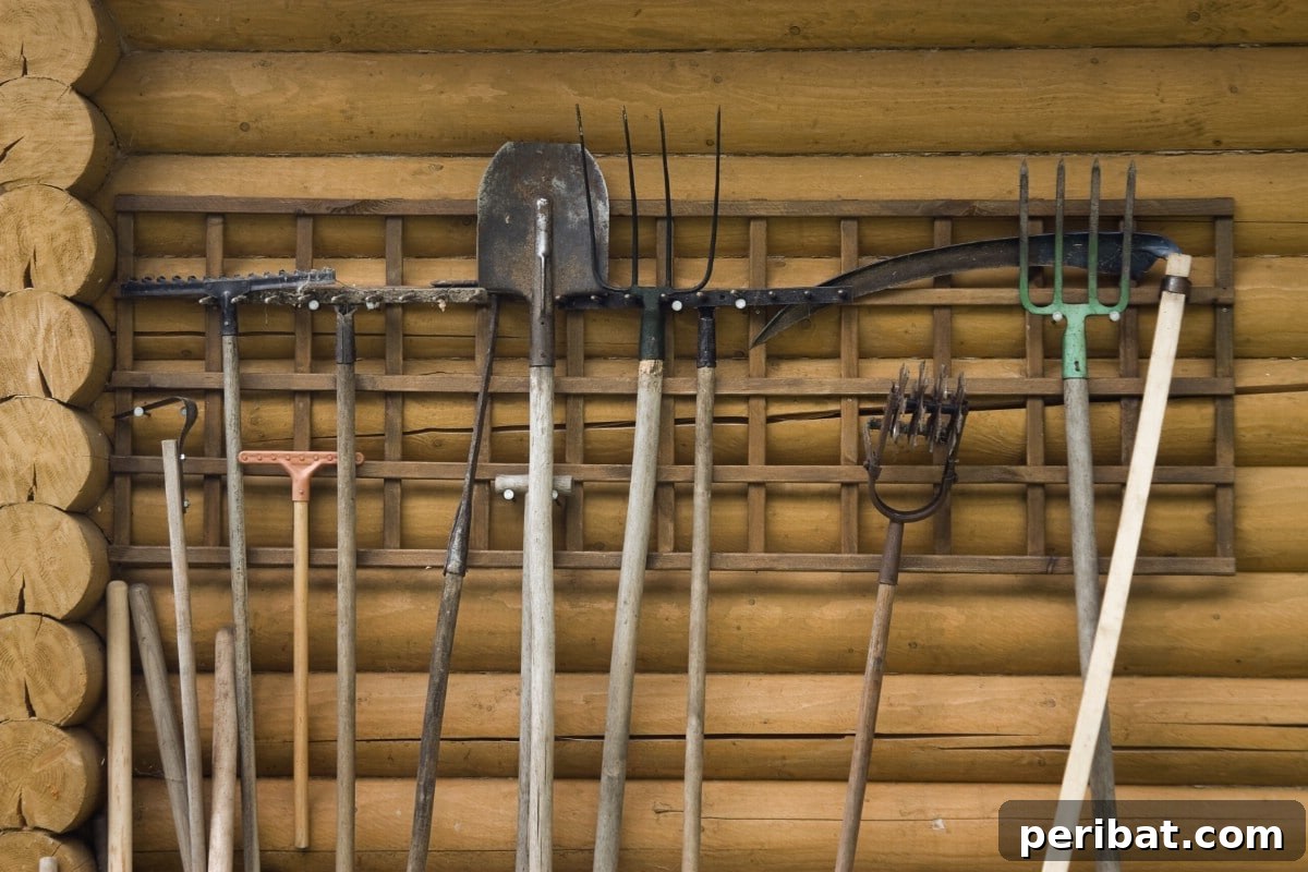 Garden tools wall organizer.