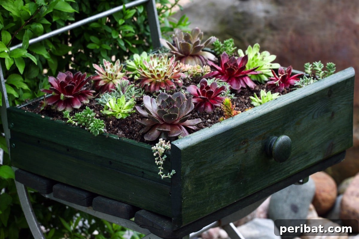 Dresser drawer planter.