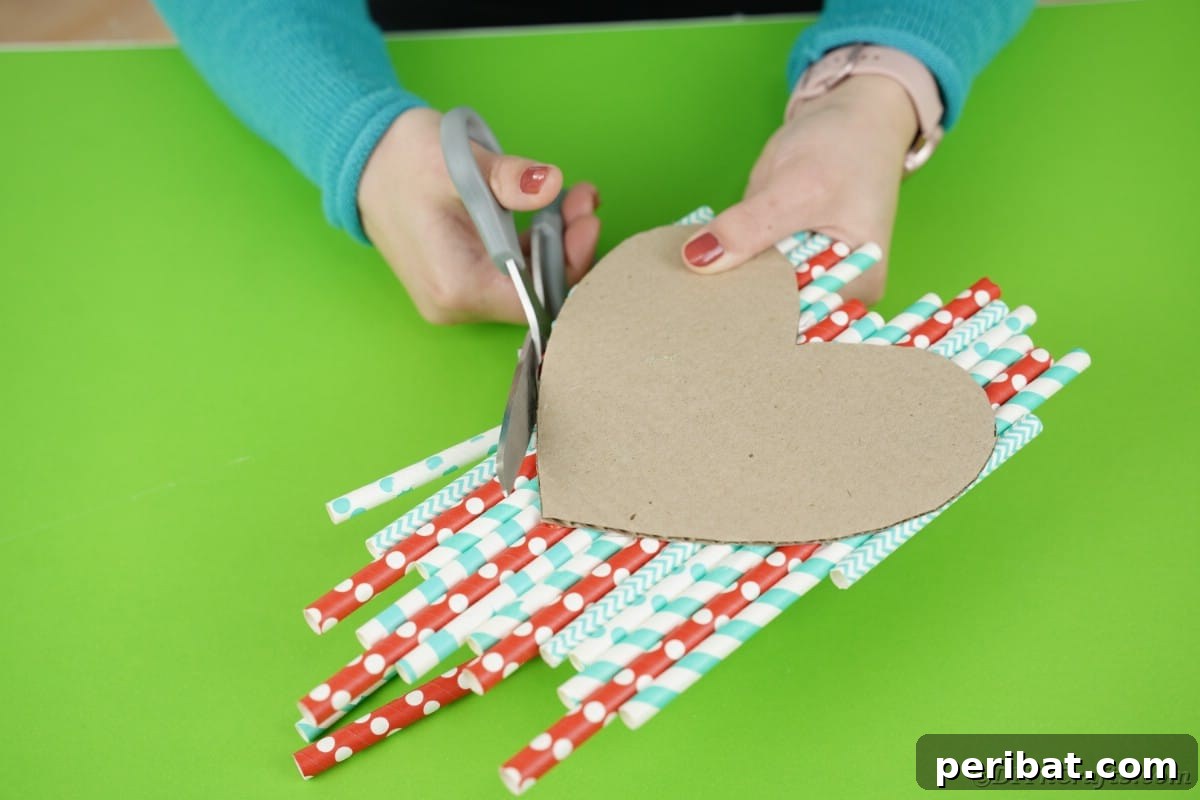 Crafty Paper Straw Heart Wall Decor 11 Cutting straws